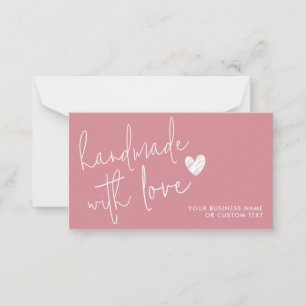 Cartão De Notas Feita à mão com amor Dusty Pink Heart Jewelry Care