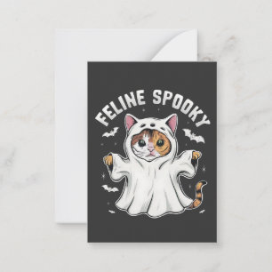Cartão De Notas Feline Spooky Engraçado Spooky Halloween Ghost