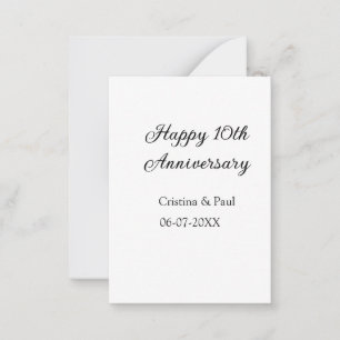 Cartão De Notas Feliz 10º aniversário, simples nome de casamento m