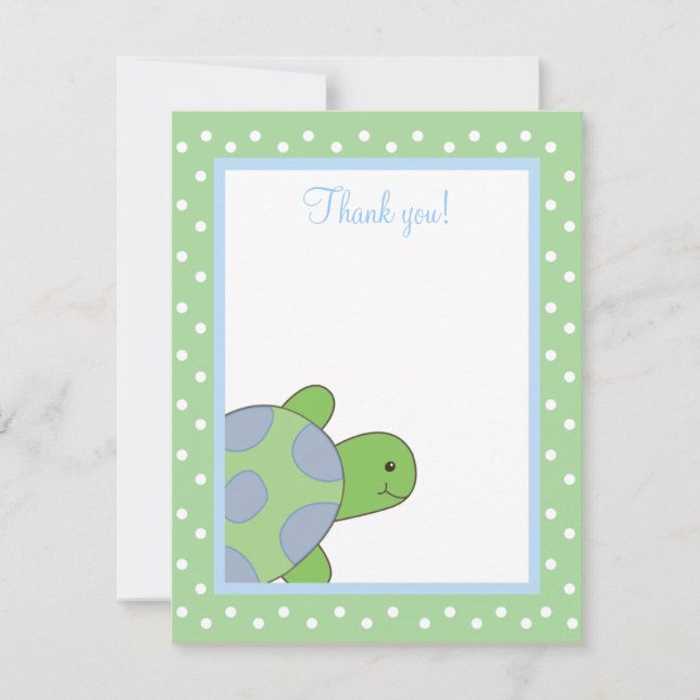 Cartão De Notas FELIZ AMAR TURTLE (Verde) 4x5 Flat - Obrigado Nota (Frente)
