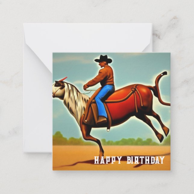 Cartão De Notas Feliz Aniversário Cowboy (Frente)