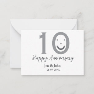 Cartão De Notas Feliz aniversário do nome data cinza ousada emoji
