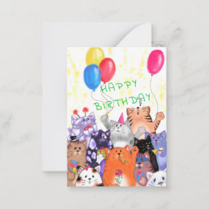 Cartão De Notas Feliz Aniversário - Feliz Desenho de Cartoon de F