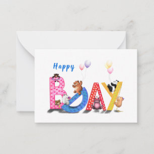 Cartão De Notas Feliz Aniversário - Festa de Ursos Bebês Divers