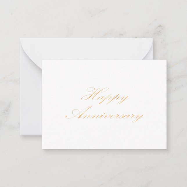 Cartão De Notas Feliz Aniversário fonte dourada script branco (Frente)