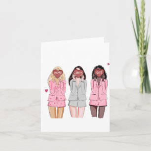 Cartão De Notas Feliz aniversário ilustra garotas rosa