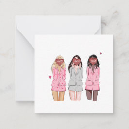 Cartão De Notas Feliz aniversário ilustra garotas rosa