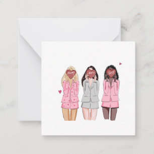 Cartão De Notas Feliz aniversário ilustra garotas rosa