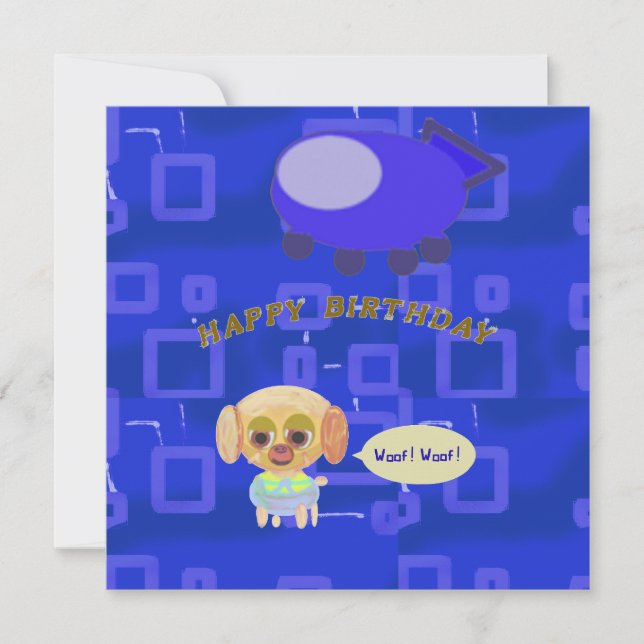 Cartão De Notas Feliz Aniversário Puppy Spaceship Chef Ducky Kazoo (Frente)