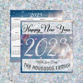 Cartão De Notas Feliz ano novo 2023 com Placa de Calender