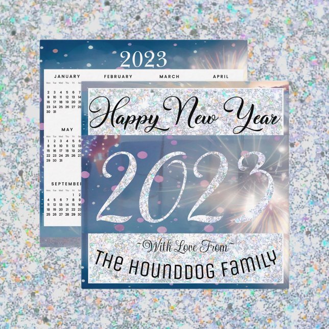 Cartão De Notas Feliz ano novo 2023 com Placa de Calender (Criador carregado)