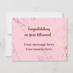 Cartão De Notas Feliz Aposentadoria Feliz Marble Blush Pink