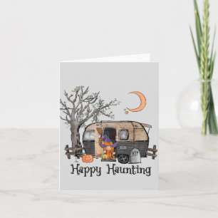 Cartão De Notas Feliz assombro Halloween Camper Bruxa Spooky