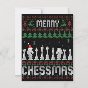 Cartão De Notas Feliz Chessmas Camiseta Feia de Natal de Xadrez En