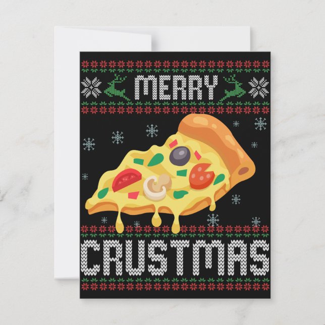 Cartão De Notas Feliz Crustmas Engraçado Pizza de Natal Feia Suéte (Frente)