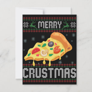 Cartão De Notas Feliz Crustmas Engraçado Pizza de Natal Feia Suéte