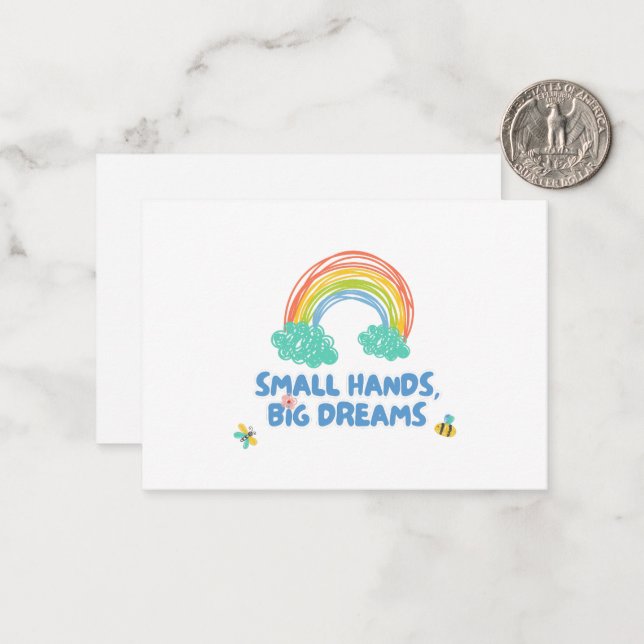 Cartão De Notas Feliz dia das crianças Pequenas Mãos, Grandes Sonh (Frente/Verso In Situ)