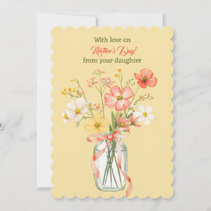 Cartão De Notas Feliz Dia das Mães da sua filha Vase de Flores