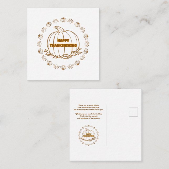 Cartão De Notas feliz dia de Ação de Graças (Frente/Verso)