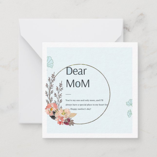 Cartão De Notas Feliz Dia de as mães, mamãe (Frente)