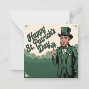 Cartão De Notas Feliz Dia de São Patrício Leprechaun Vintage