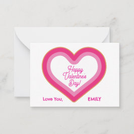 Cartão De Notas Feliz Dia dos Namorados Cute Pink Grande Coração d