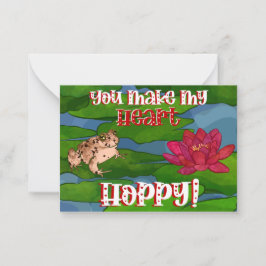 Cartão De Notas Feliz Dia dos Namorados Hoppy Toad & Flower Kids d