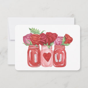 Cartão De Notas Feliz Dia dos Namorados Rosas Pote de Pedra