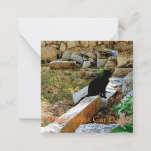 Cartão De Notas Feliz Dia Negro de Gato!