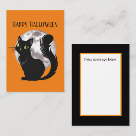Cartão De Notas Feliz gato preto das bruxas adiciona mensagem
