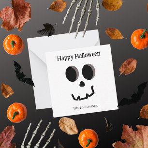 Cartão De Notas Feliz Halloween Rosto de Esqueleto Fofo cumpriment