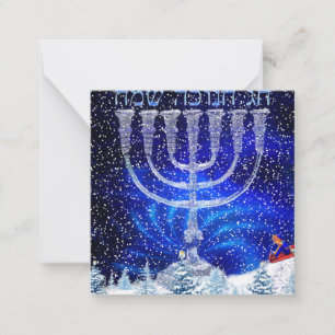 Cartão De Notas Feliz Hanukkah Neve & Menorá