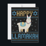 Cartão De Notas Feliz LLamakah Divertido Presente Judaico de Hanuk<br><div class="desc">chanukah, LLamakah, hanukkah, dreidel, judaico, feio, suéter, llama, natal, tricô</div>