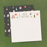 Cartão De Notas Feliz Natal<br><div class="desc">Design de natal bonito com símbolos de feriados como árvores de natal,  pinguins,  presentes e sagrados.</div>