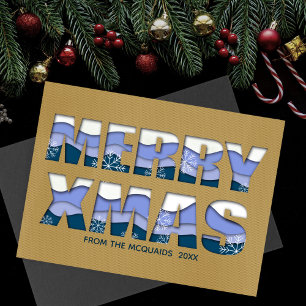 Cartão De Notas Feliz Natal Corte Azul Dourado