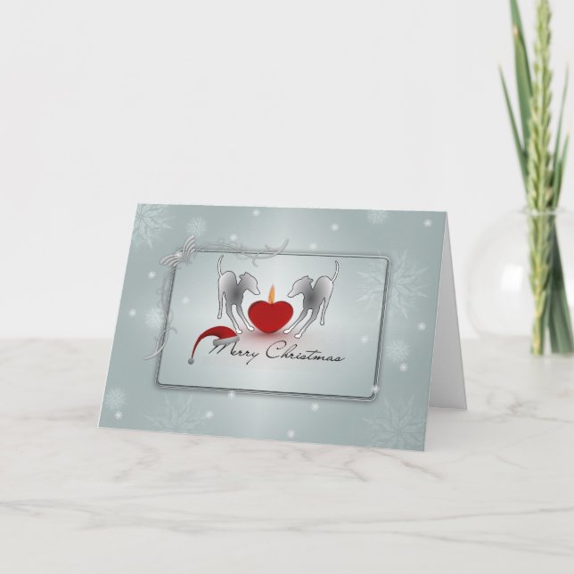 Cartão De Notas Feliz Natal de Greyhound Italiano (Frente)