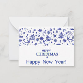 Cartão De Notas Feliz Natal! Desenhos azuis decorativos