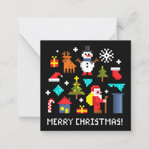 Cartão De Notas Feliz Natal desenhos pixelados