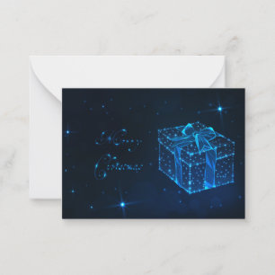 Cartão De Notas Feliz Natal estrelas azul meia-noite e presente