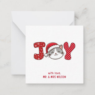 Cartão De Notas Feliz Natal Gato de Gatinho " JOY "