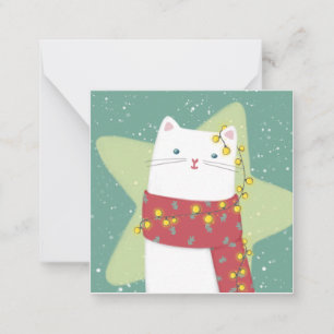 Cartão De Notas Feliz Natal: Ilustração de Gato