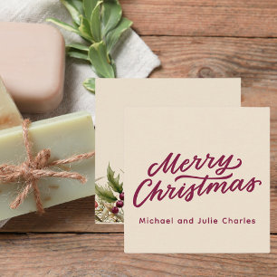 Cartão De Notas Feliz Natal Moderno Script Minimalista