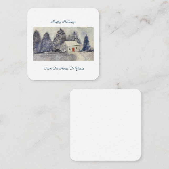 Cartão De Notas Feliz Natal Natal Casa de Algodão Neve (Frente/Verso)