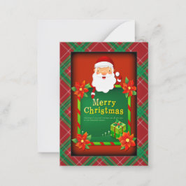 Cartão De Notas Feliz Natal Papai Noel Xadrez Tartan