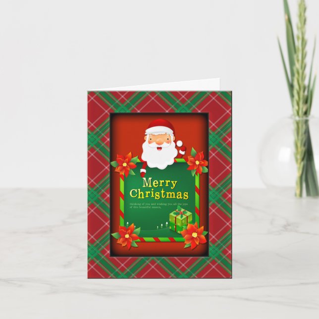 Cartão De Notas Feliz Natal Papais noeis Tartan Xadrez (Frente)