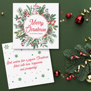 Cartão De Notas feliz natal verde inverno verde vermelho roteiro f