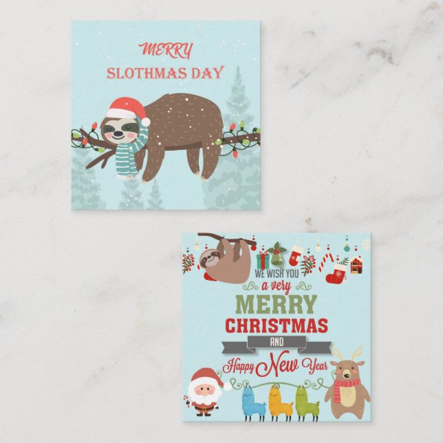 Cartão De Notas Feliz Slothmas (Frente/Verso)