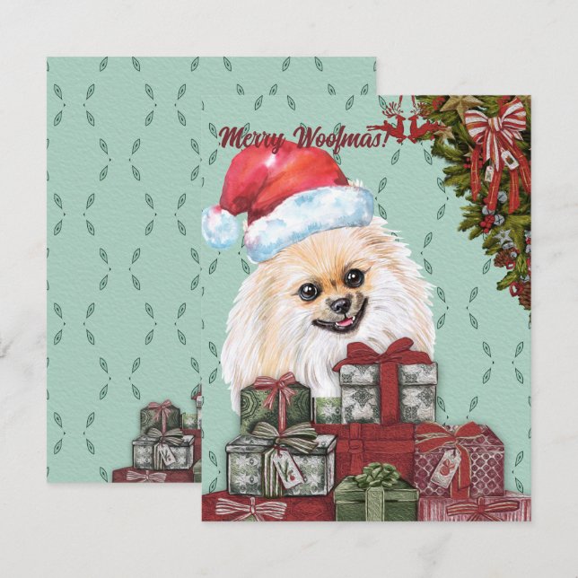 Cartão De Notas Feliz Woofmas! Presente de Natal do Papai Noel da  (Frente/Verso)