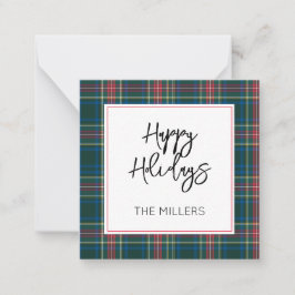 Cartão De Notas FELIZES FÉRIAS Xadrez Tartan Clássico Preppy NOME