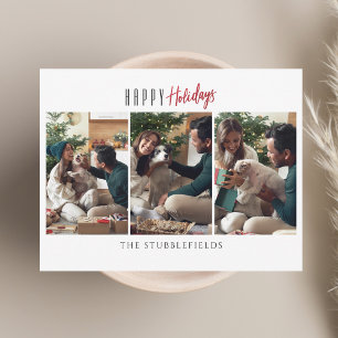 Cartão De Notas Felizes Festas 3 Fotos de Família Saudações de Nat